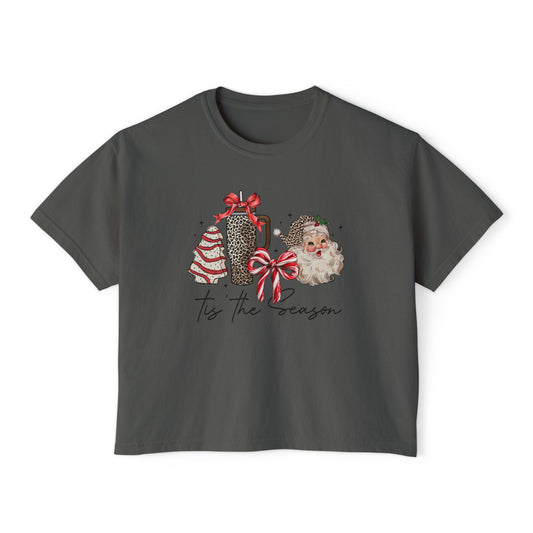 Tumblers & Christmas Cake Season- Comfort Colors Women's Boxy Tee