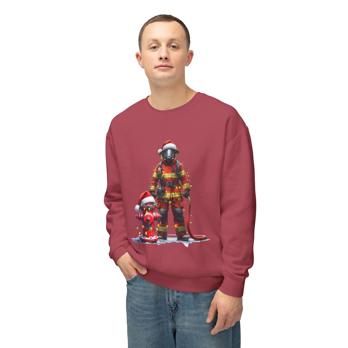 Firefighter Fire Hydrant with Lights- Comfort Colors Men's Unisex  Sweatshirt