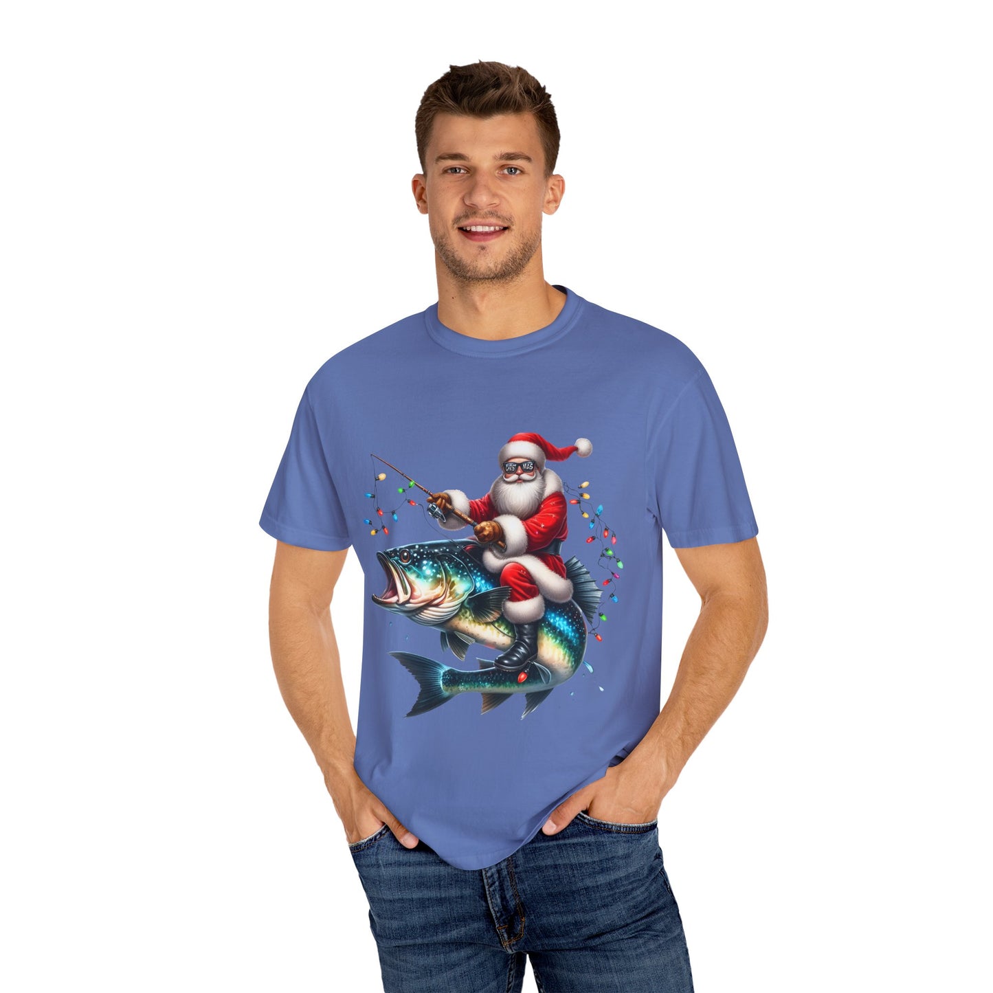 Whoa Santa, Fishing Shirt- Comfort Colors Men's Unisex T-shirt