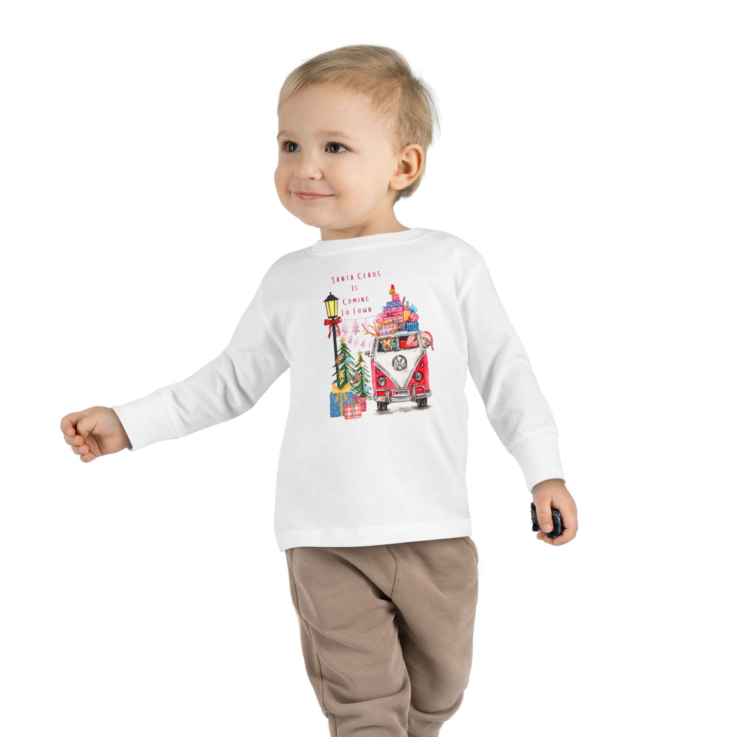 "Volkswagen Santa Clause Is Coming To Town"- Toddler Long Sleeve Tee Rabbit Skins