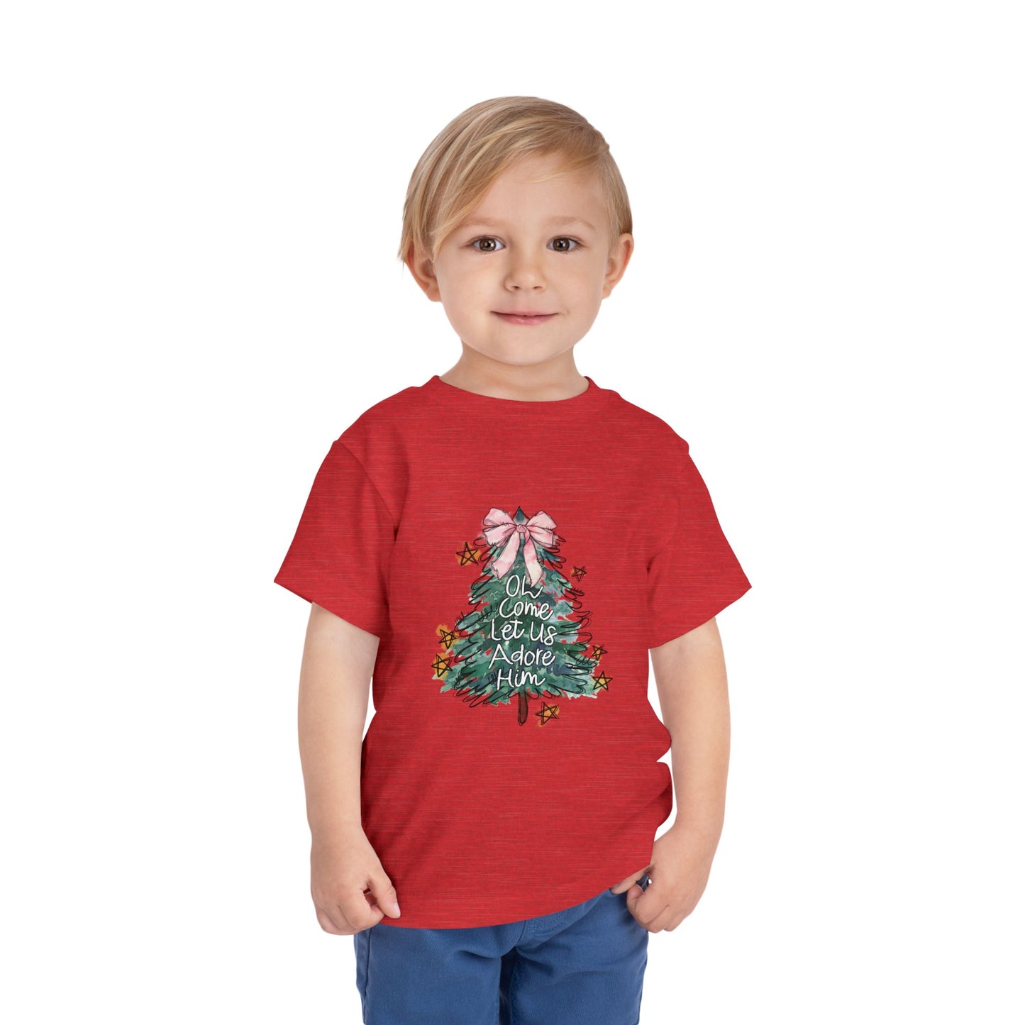 Oh Come Let Us Adore Him- Toddler/Kids 2T-5T Short Sleeve Tee