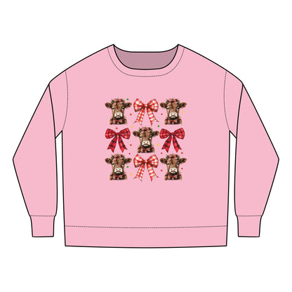 Christmas Cows and Bows- Toddler Sweatshirt Sizes: 2T-7T