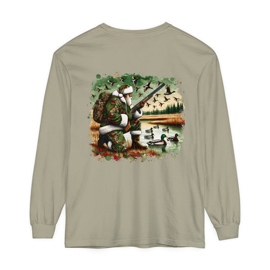 Camo Santa Duck Hunting- Men's Unisex Long Sleeve T-Shirt