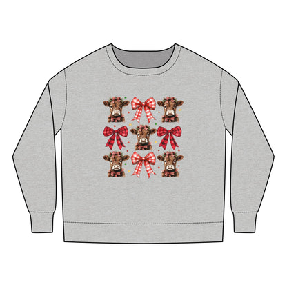 Christmas Cows and Bows- Toddler Sweatshirt Sizes: 2T-7T