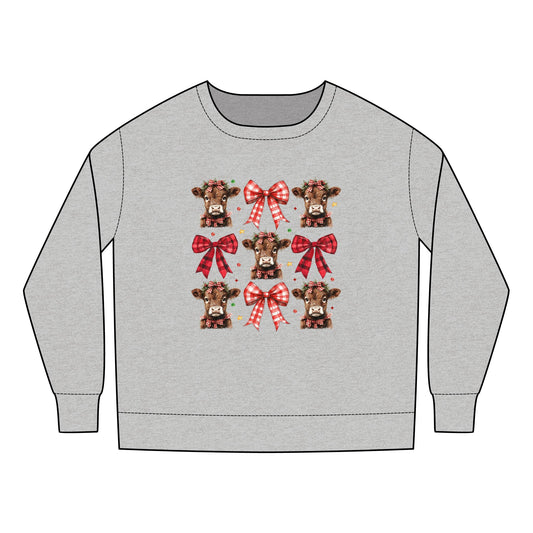 Christmas Cows and Bows- Toddler Sweatshirt Sizes: 2T-7T