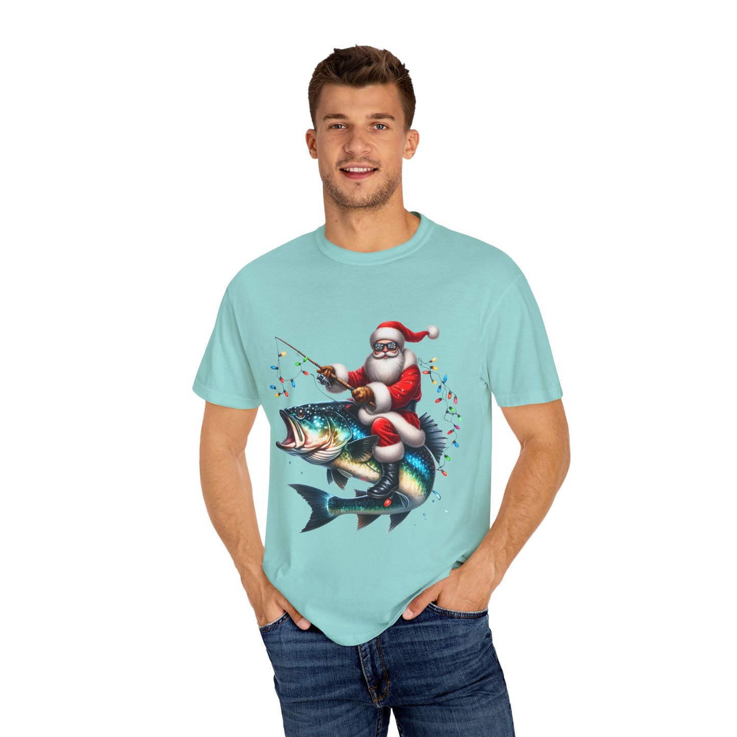 Whoa Santa, Fishing Shirt- Comfort Colors Men's Unisex T-shirt