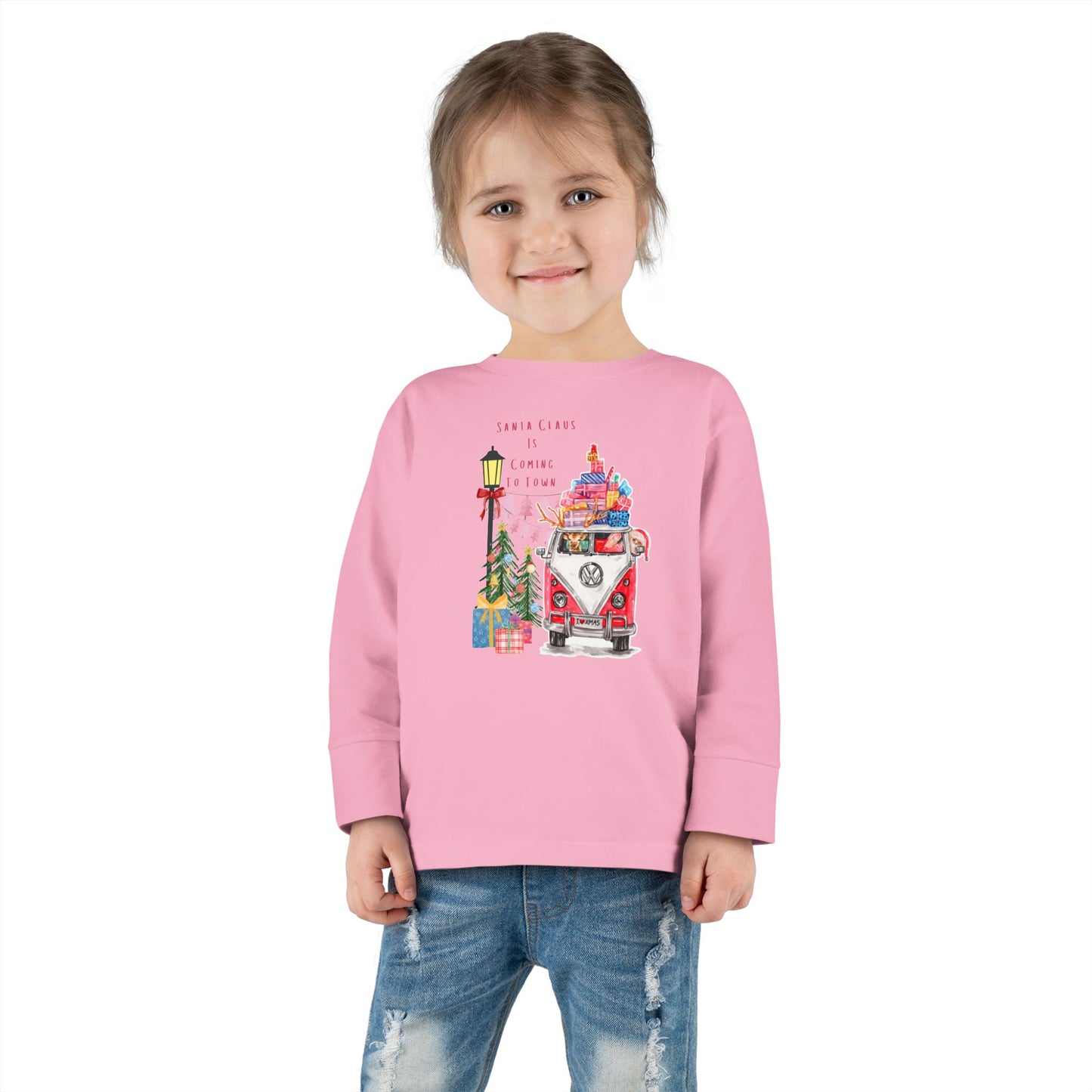 "Volkswagen Santa Clause Is Coming To Town"- Toddler Long Sleeve Tee Rabbit Skins