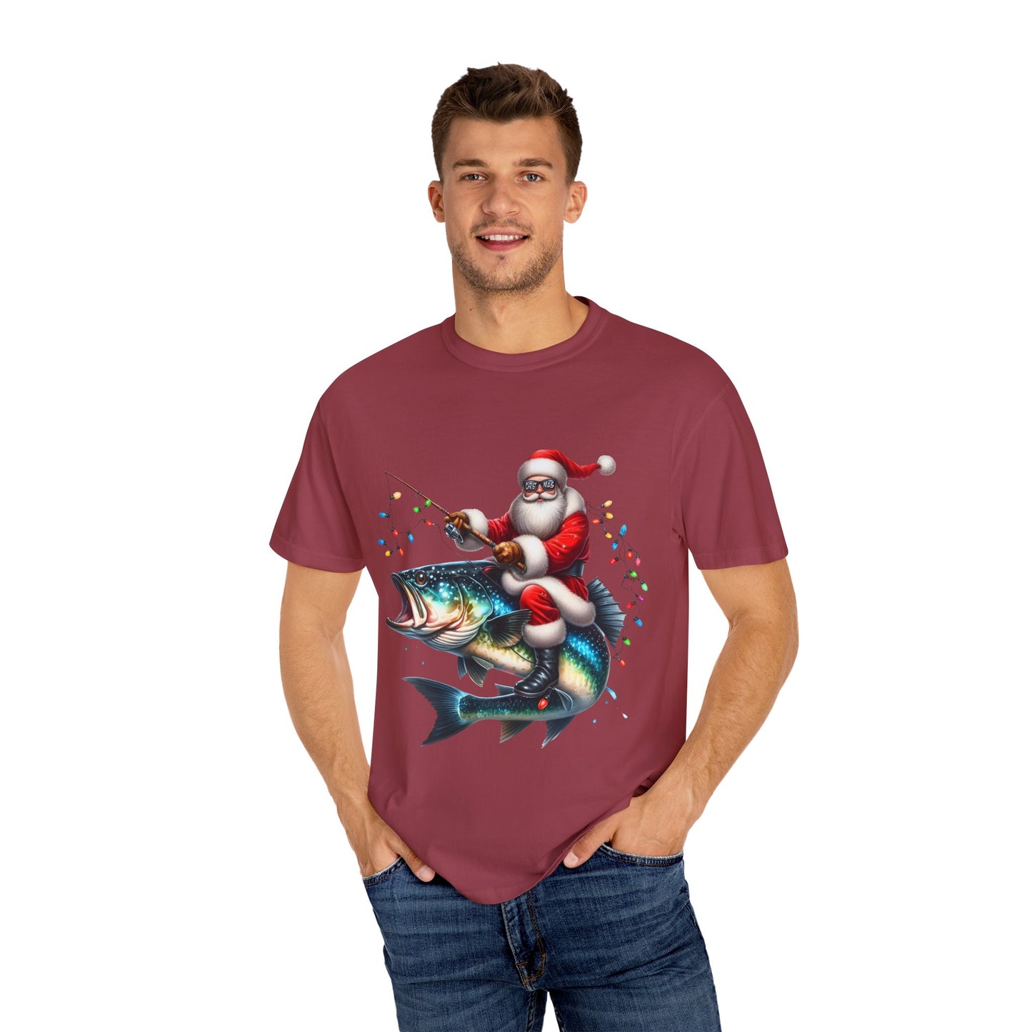 Whoa Santa, Fishing Shirt- Comfort Colors Men's Unisex T-shirt