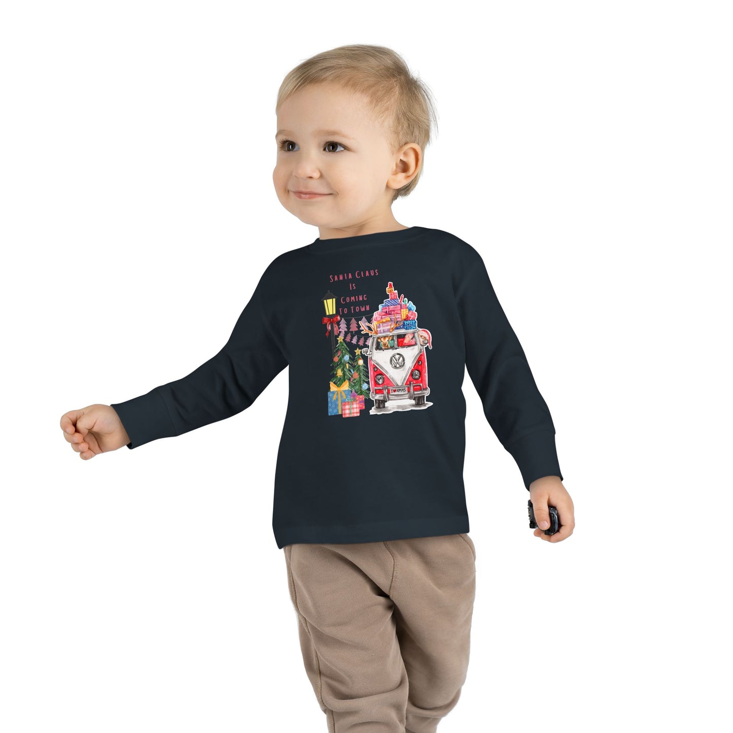 "Volkswagen Santa Clause Is Coming To Town"- Toddler Long Sleeve Tee Rabbit Skins