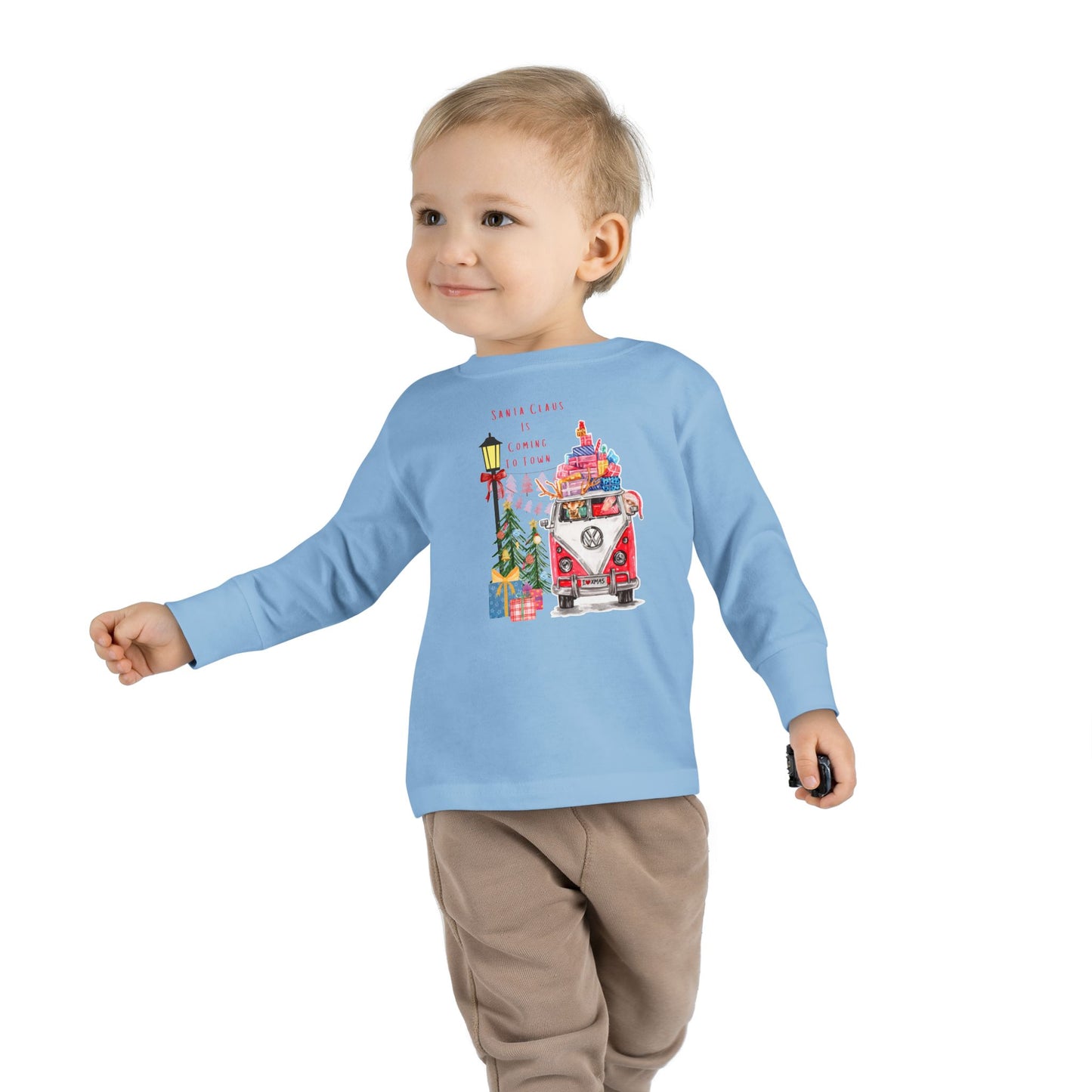 "Volkswagen Santa Clause Is Coming To Town"- Toddler Long Sleeve Tee Rabbit Skins